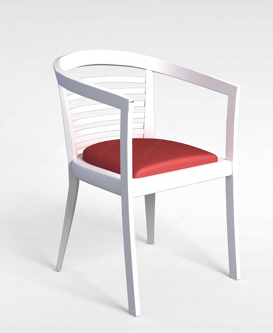 精品白色实木餐椅3D模型