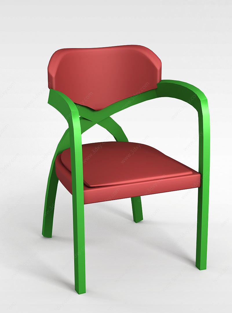 精美红绿拼色休闲椅3D模型