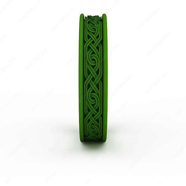 精品绿色雕花戒指3D模型