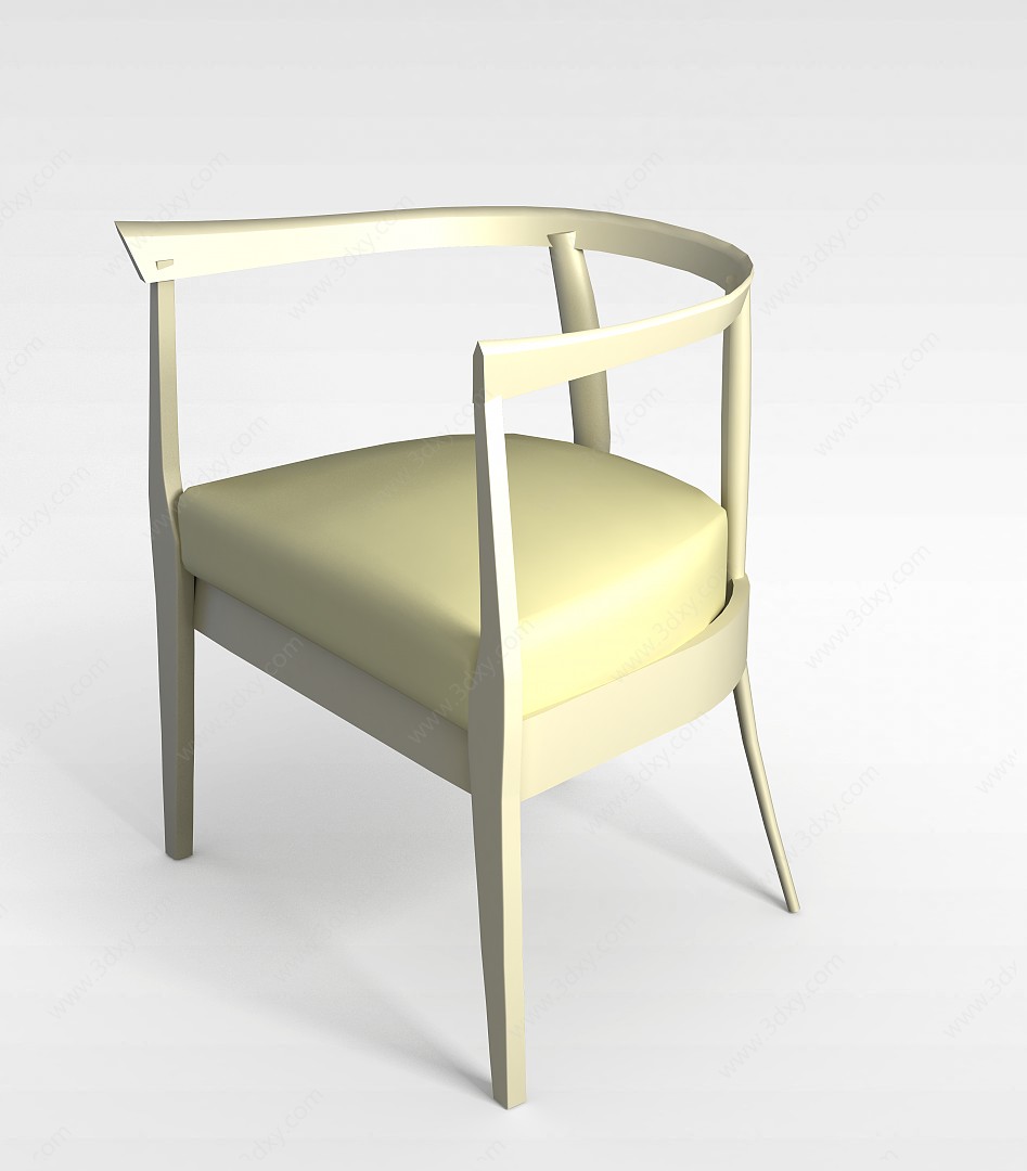 现代米色软坐垫休闲椅3D模型