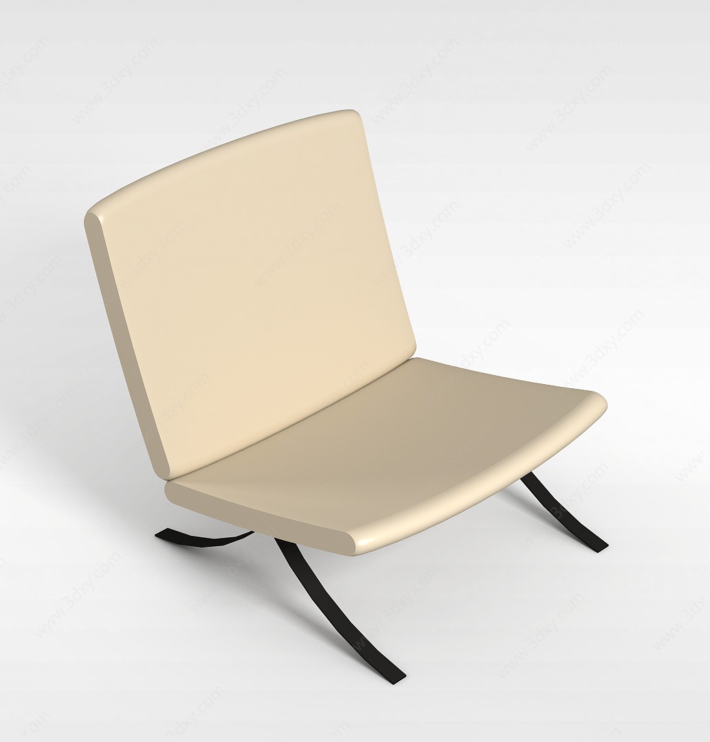 现代米色休闲椅3D模型