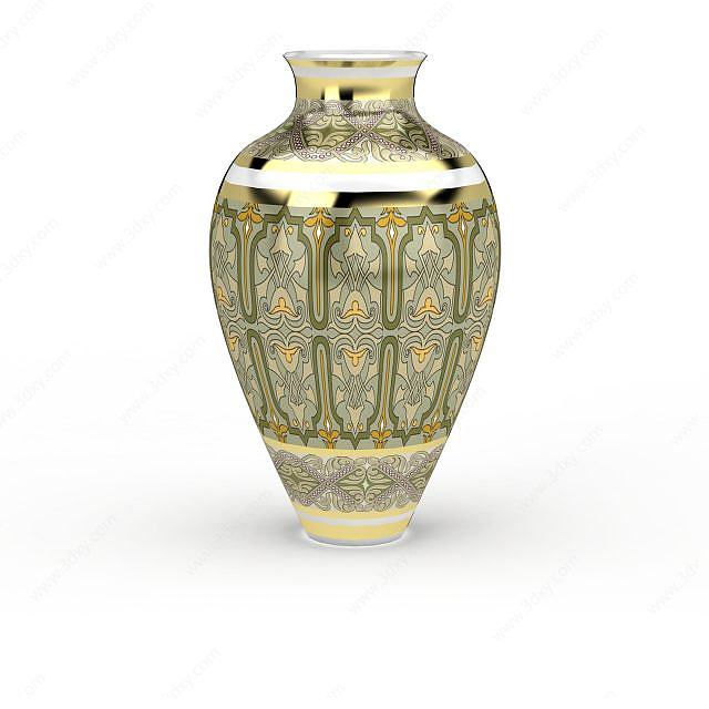 精美阿拉伯风格陶瓷印花瓶子3D模型