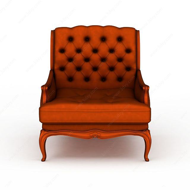 单人红色真皮坐椅沙发3D模型