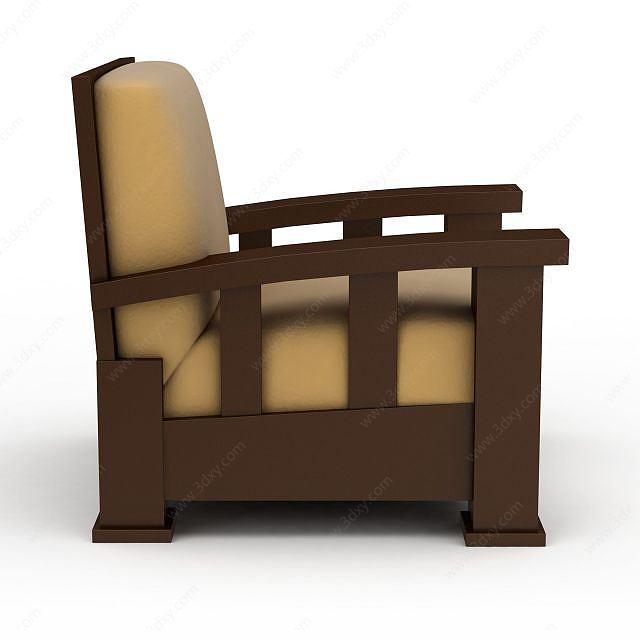 实木休闲沙发3D模型