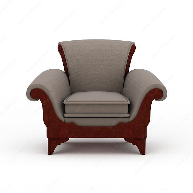 欧式单人休闲沙发3D模型
