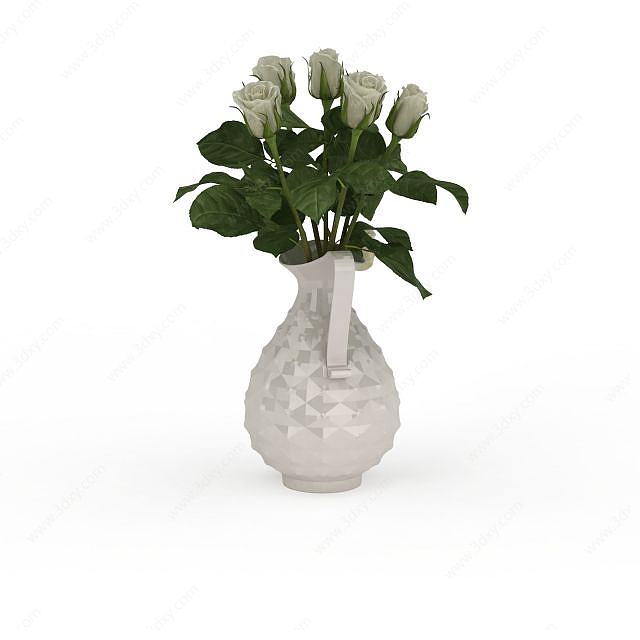 精美白色陶瓷花瓶3D模型