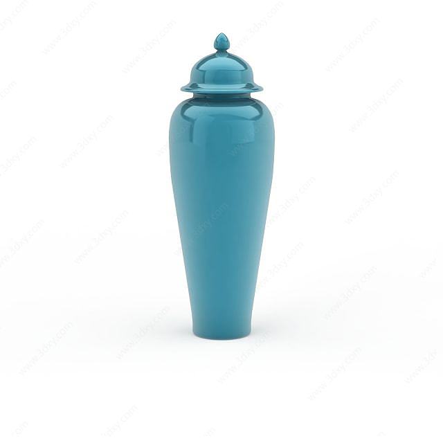 精美蓝色陶罐3D模型
