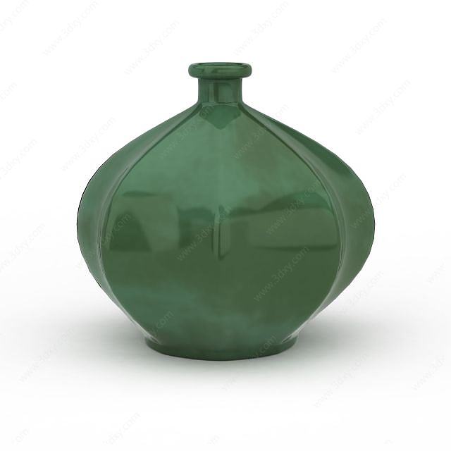 精美绿色陶罐陈设品3D模型