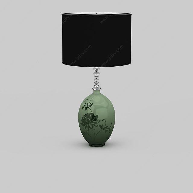 精美陶瓷花瓶式圆筒台灯3D模型