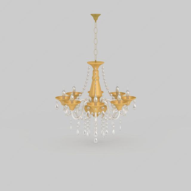 现代金色水晶吊灯3D模型