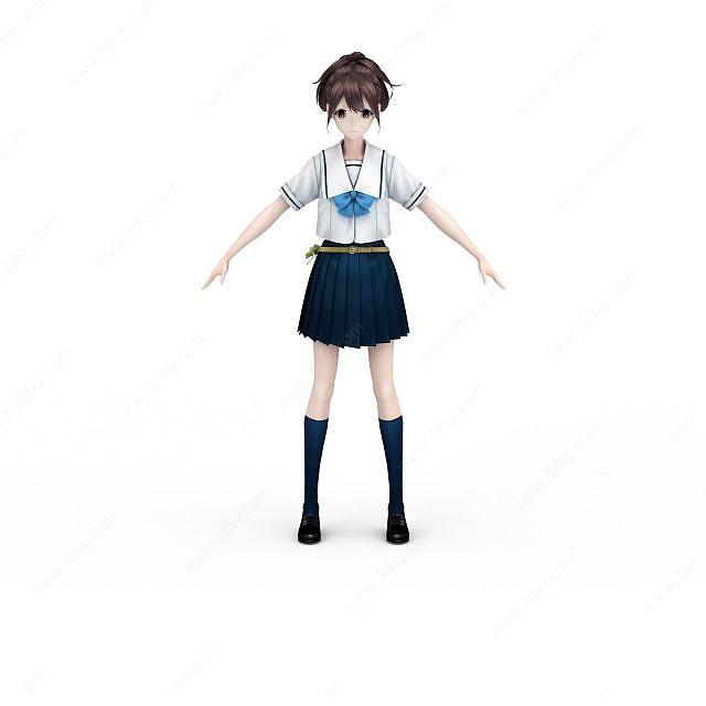 日系漫画女孩3D模型