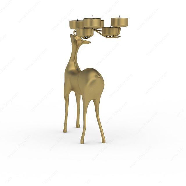 金属小鹿烛台灯3D模型