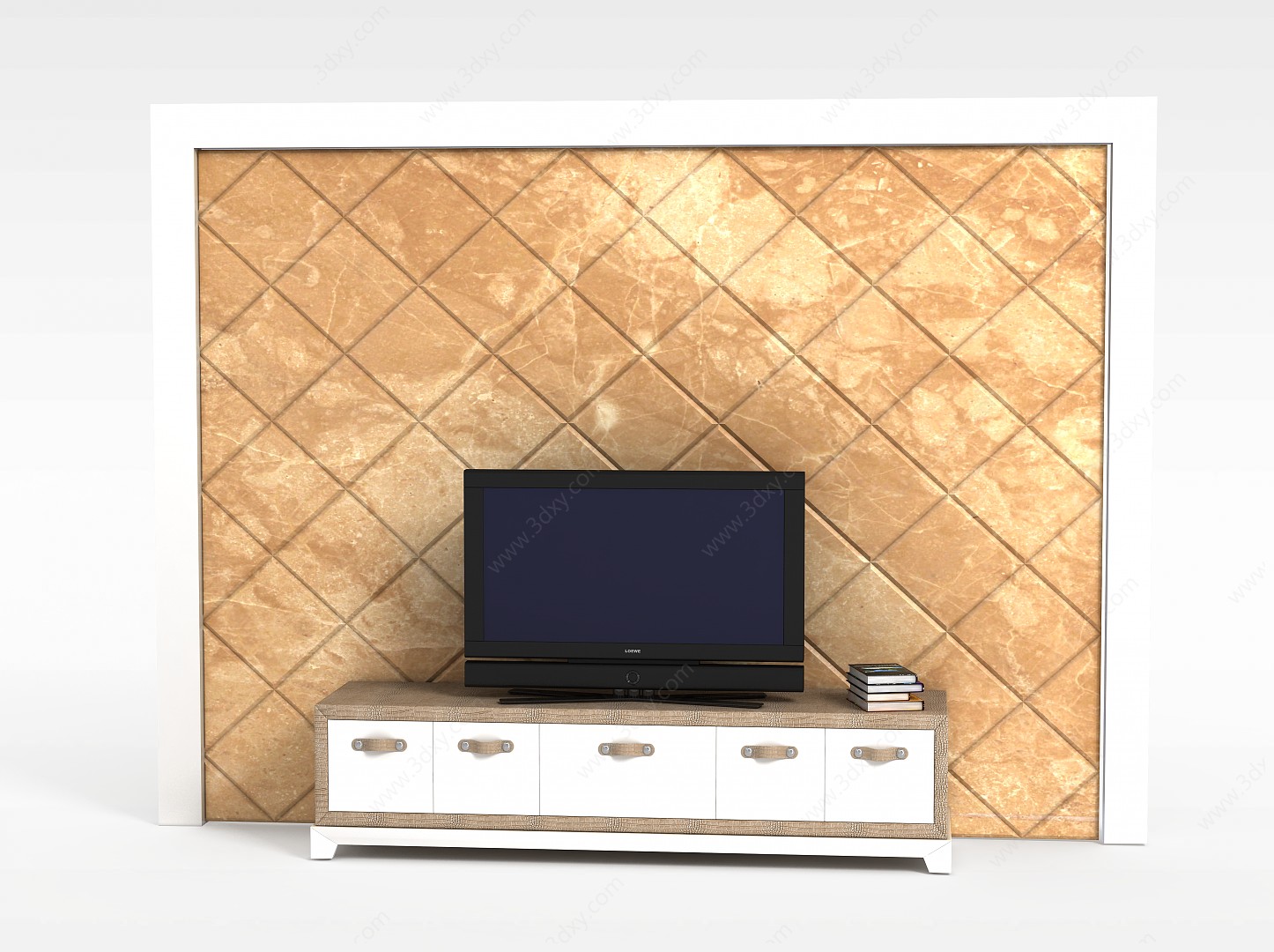 现代菱形电视柜背景墙3D模型