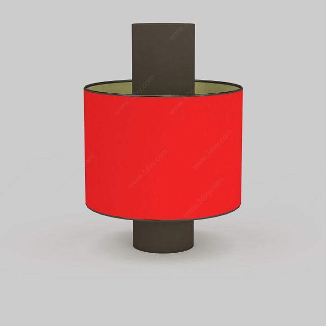 红色台灯3D模型