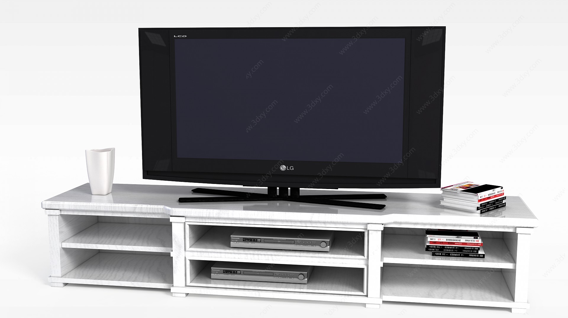 现代简约白色实木电视柜3D模型