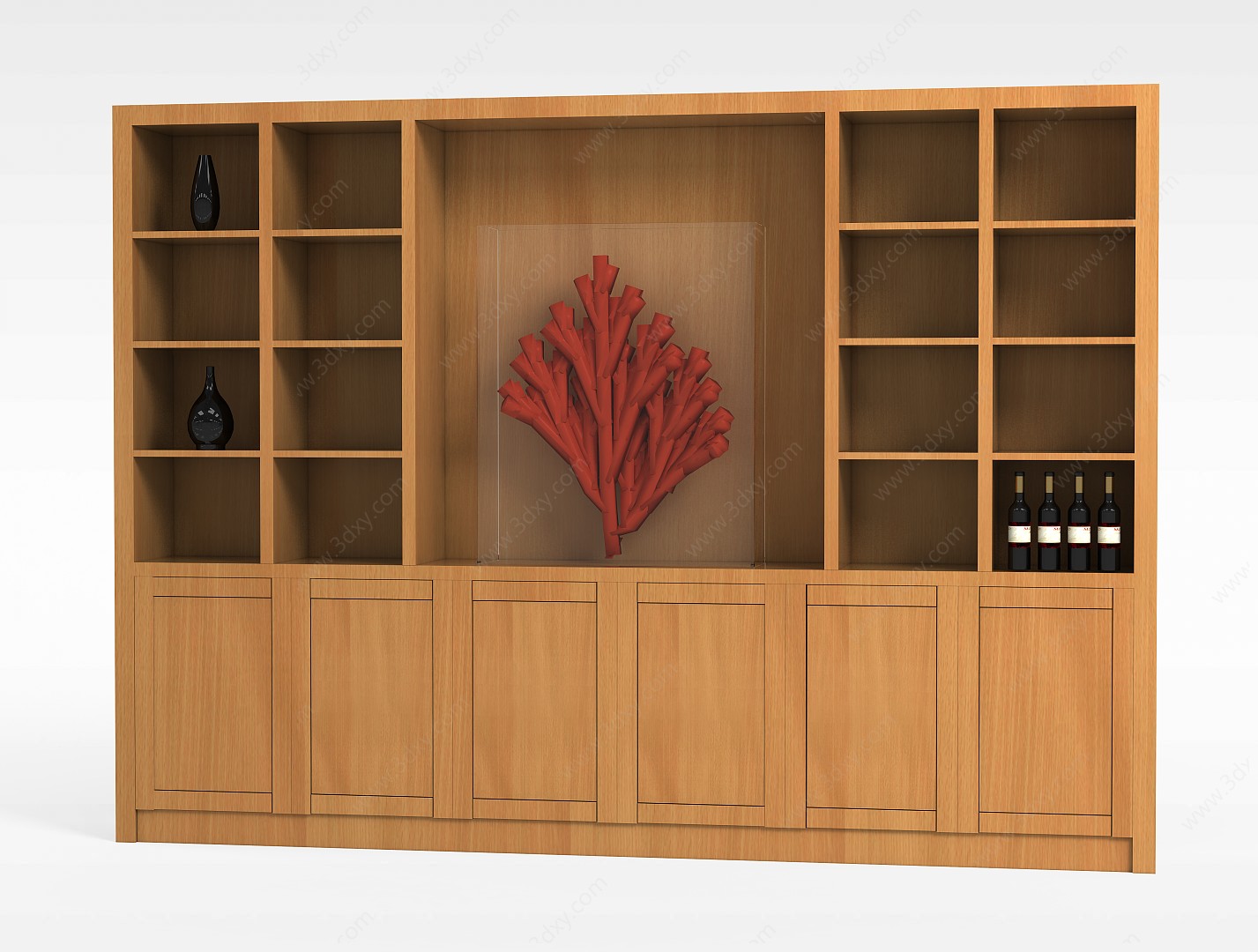 大型实木电视柜酒柜展示柜3D模型
