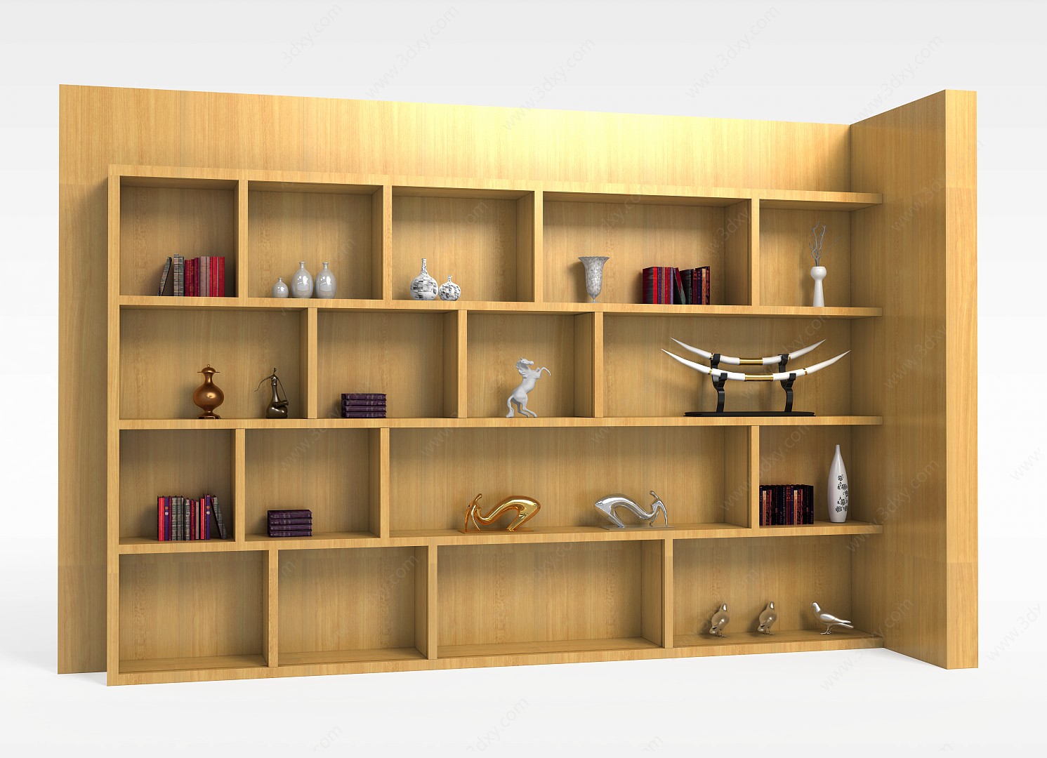 大型实木书柜3D模型