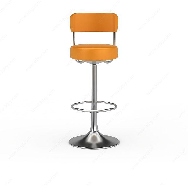 时尚橙色高脚吧椅3D模型