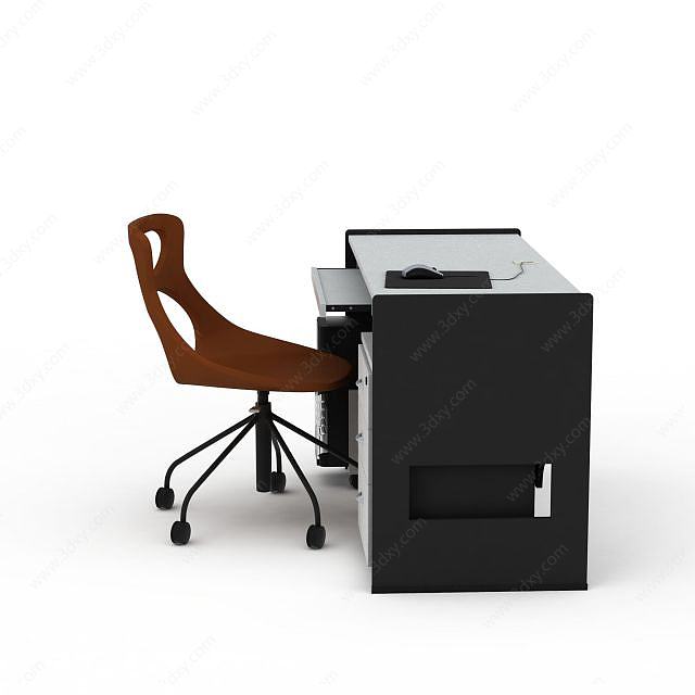 简约办公桌椅组合电脑桌3D模型