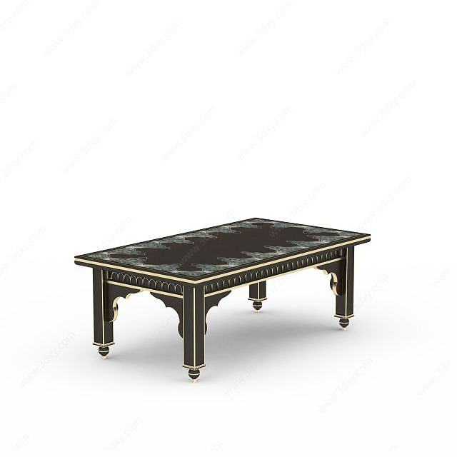 欧式黑色印花餐桌3D模型