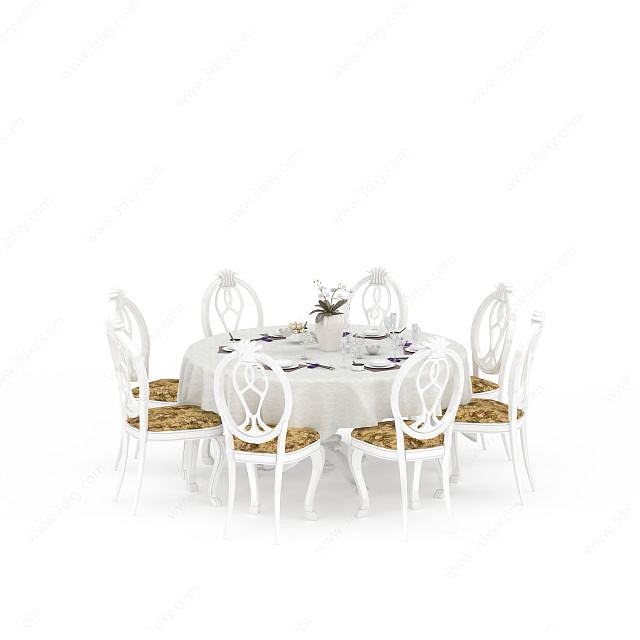 宴会餐桌餐椅组合3D模型