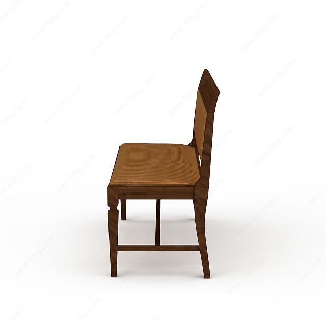 中式实木休闲长椅3D模型