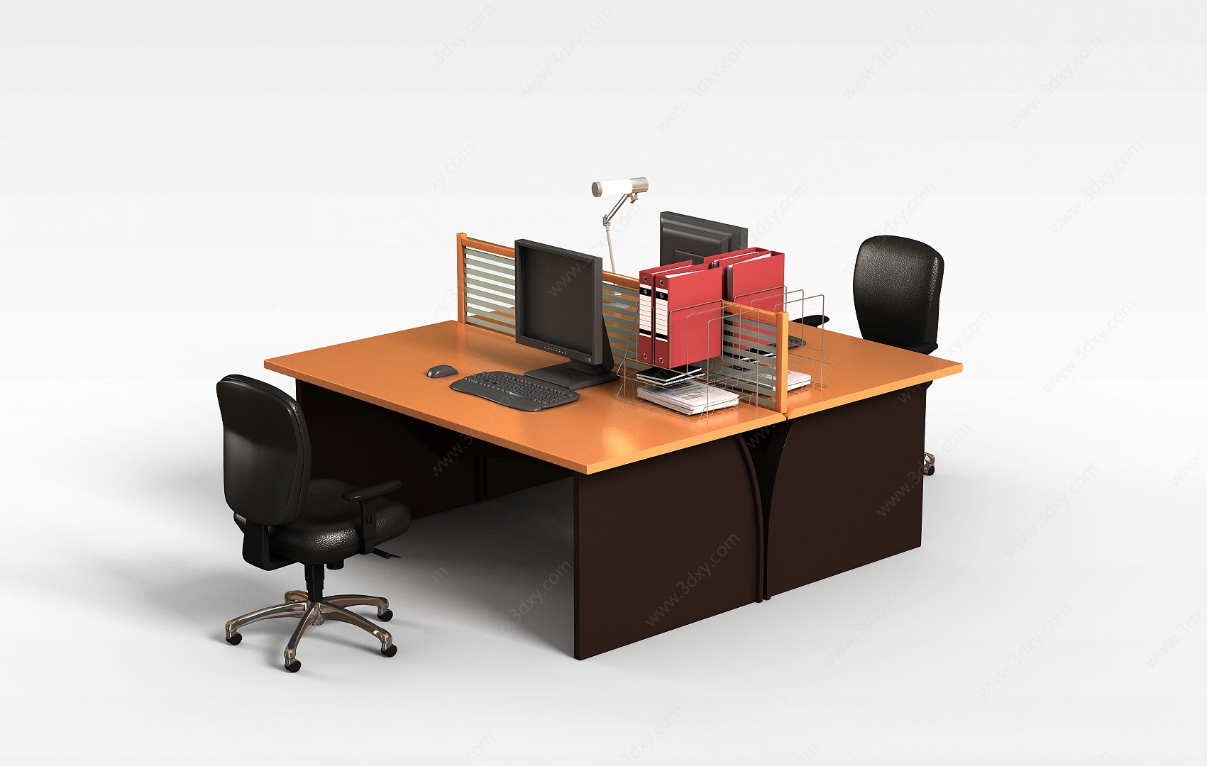 现代电脑桌办公桌椅组合3D模型