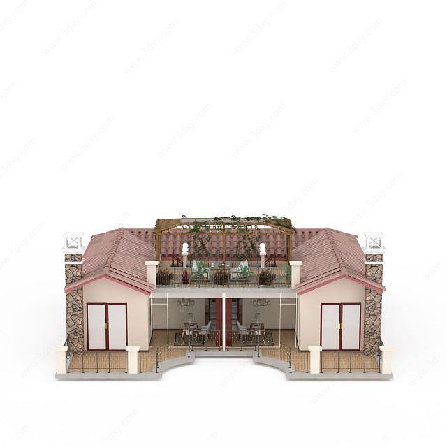 别墅露台阳台3D模型