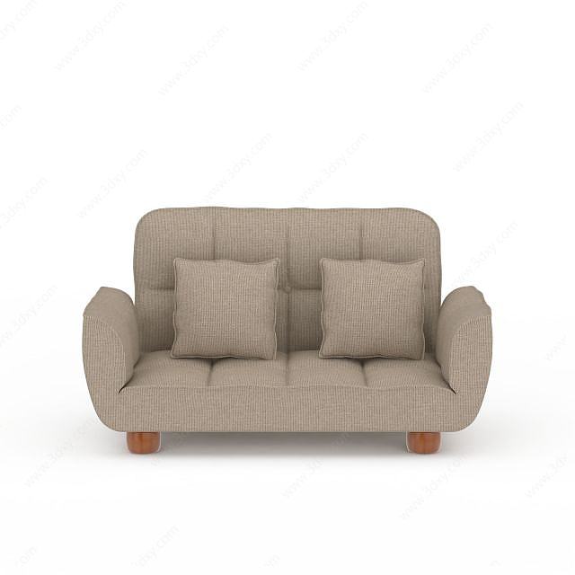 精品灰色布艺双人沙发3D模型