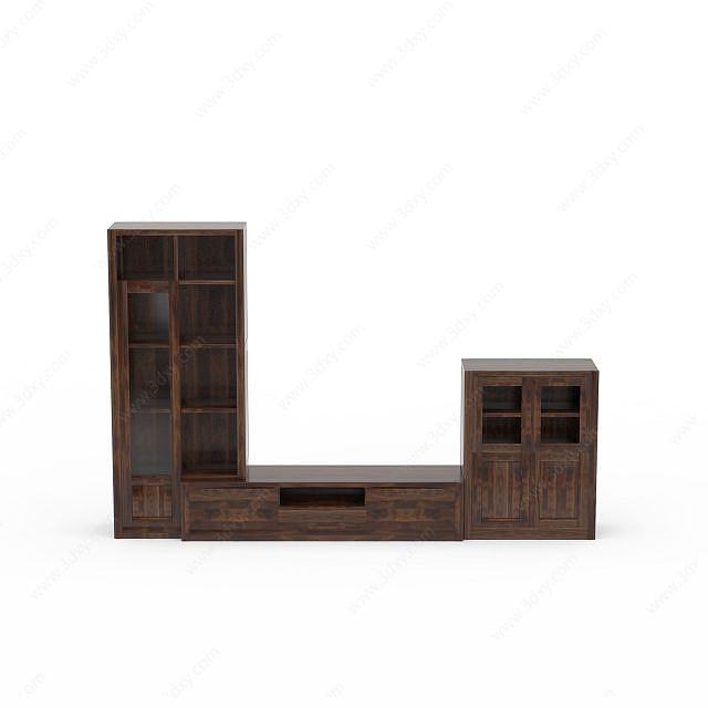 简约实木中式电视柜3D模型