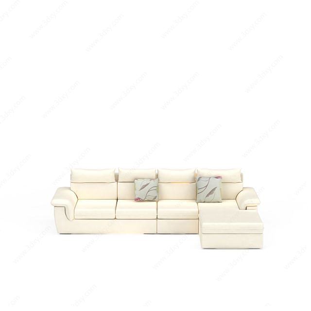 现代米色组合沙发3D模型
