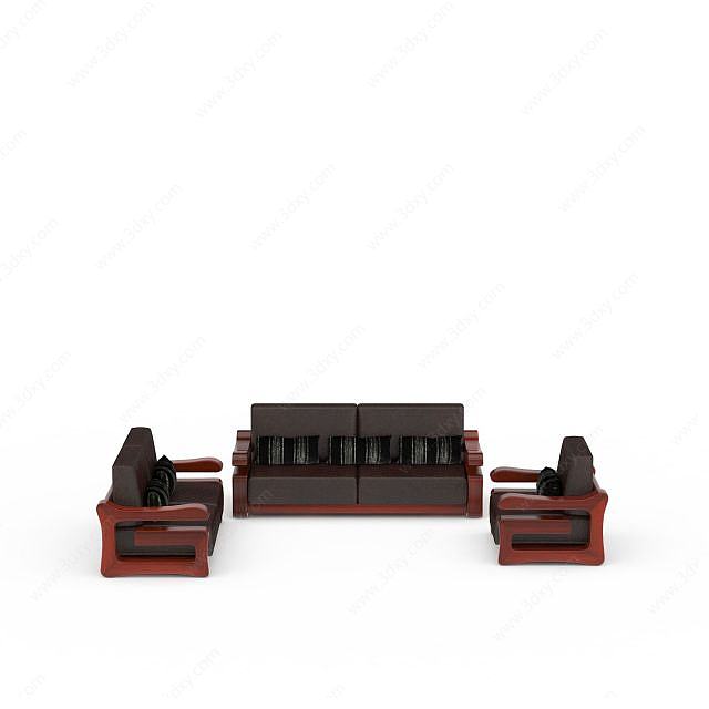 高档红木组合沙发3D模型