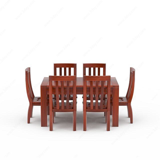 现代红木餐桌餐椅3D模型