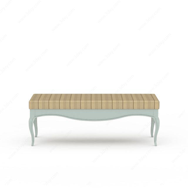 欧式条纹床尾凳3D模型