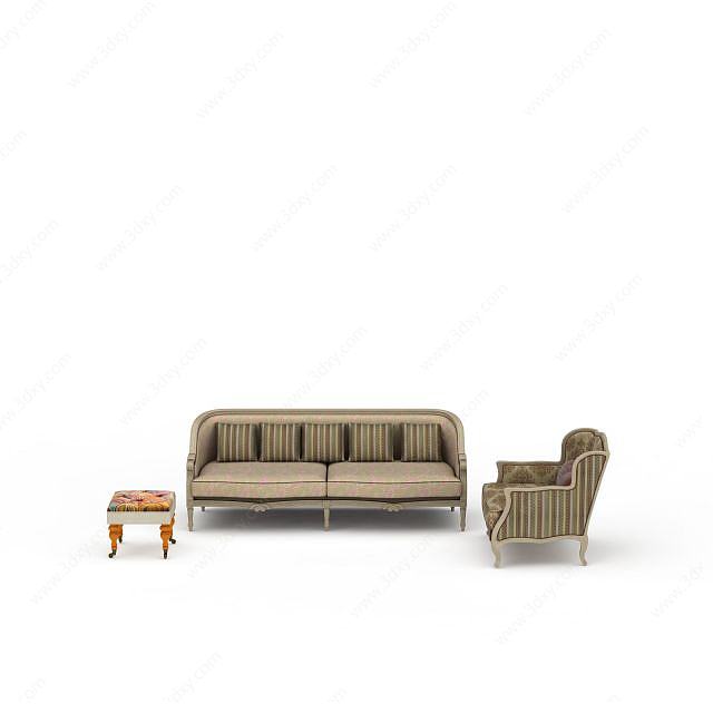 现代条纹组合沙发3D模型