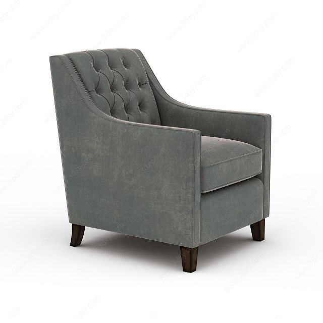 现代灰色软包布艺沙发3D模型