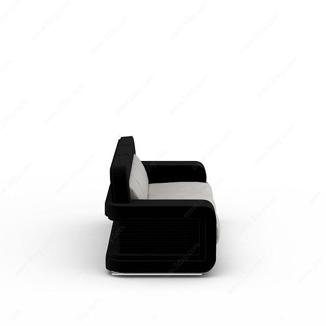 现代黑白拼色布艺多人沙发3D模型