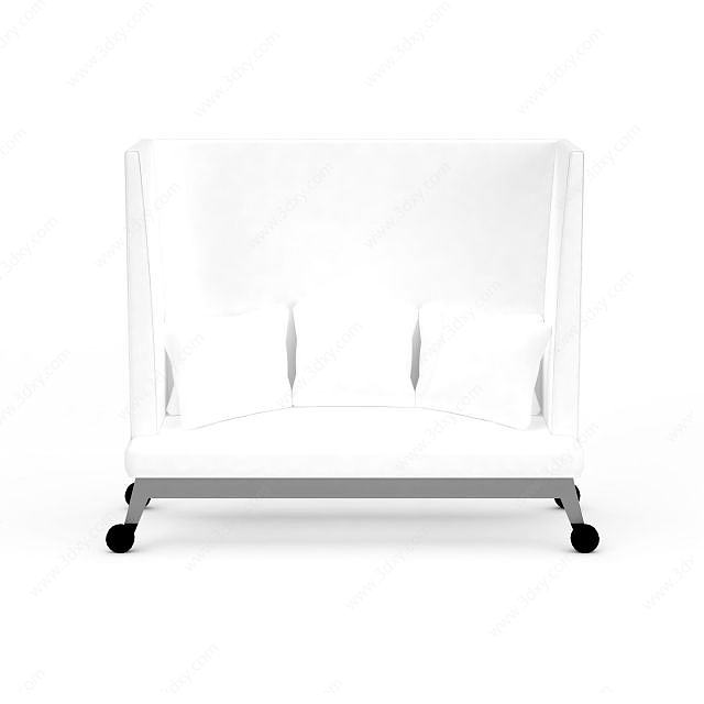现代白色双人沙发3D模型