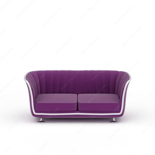 时尚紫色布艺双人沙发3D模型