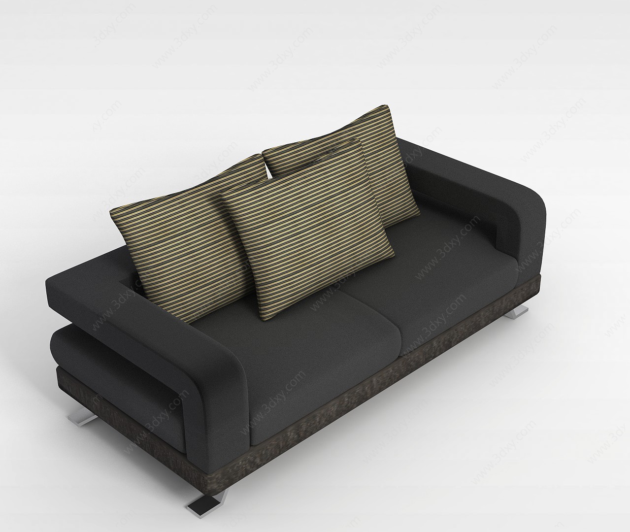 时尚拼色布艺双人沙发3D模型
