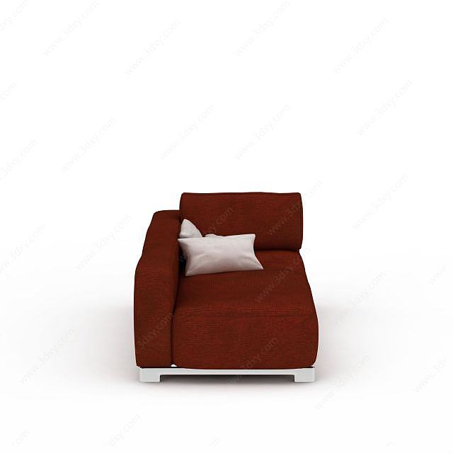 现代砖红色布艺双人沙发3D模型