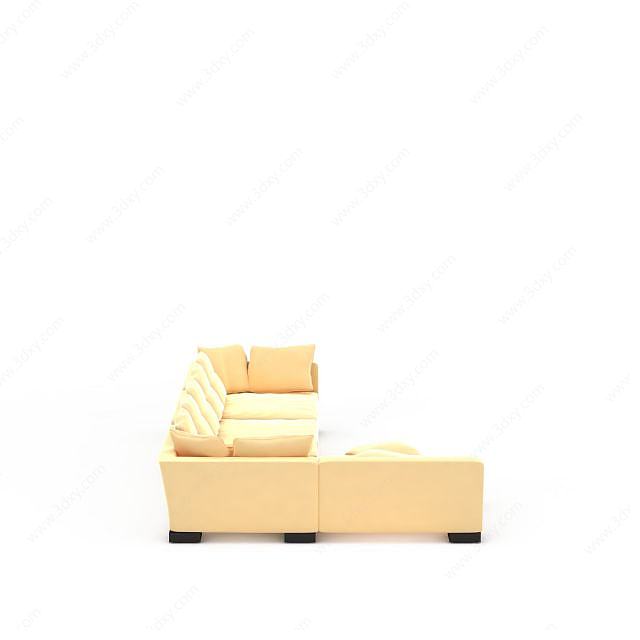 现代布艺U型沙发3D模型