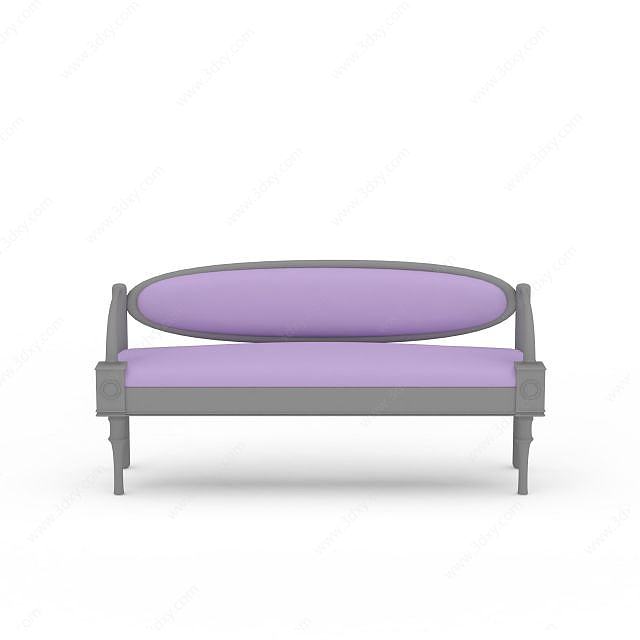 现代浅紫色多人沙发3D模型