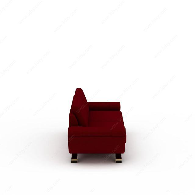 时尚大红色布艺双人沙发3D模型