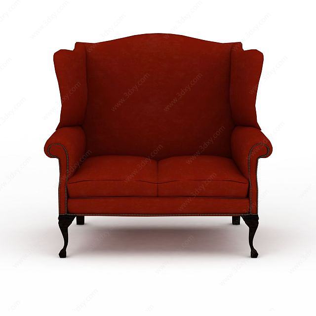 时尚红色布艺双人沙发3D模型