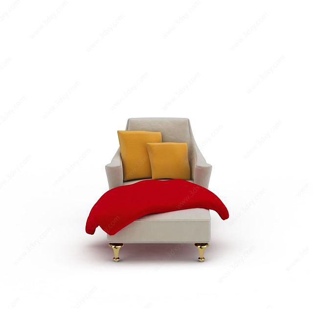 时尚米色布艺沙发床3D模型