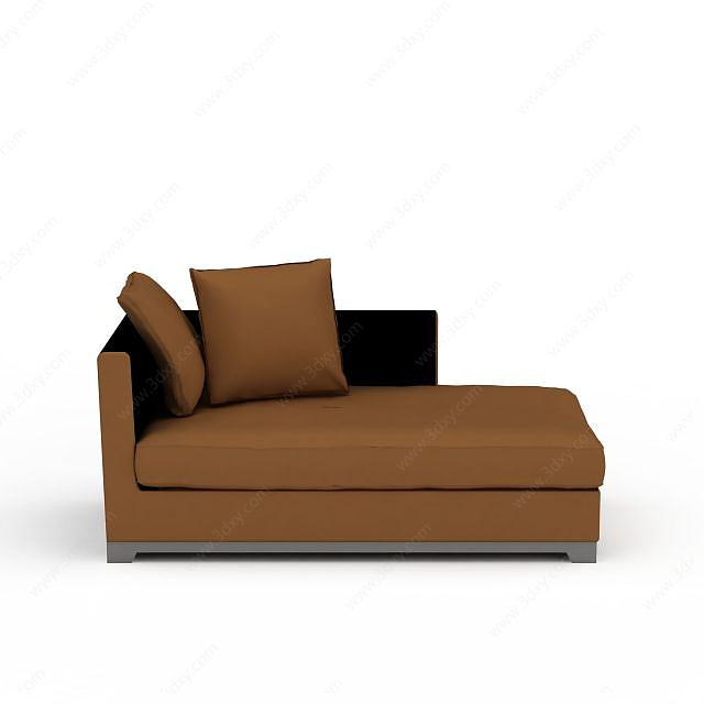 现代咖色布艺沙发床3D模型