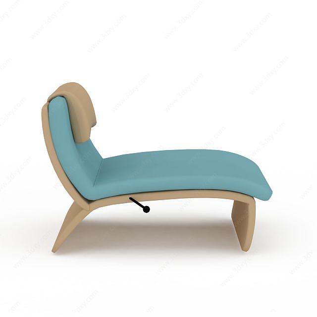 现代蓝色布艺沙发床3D模型