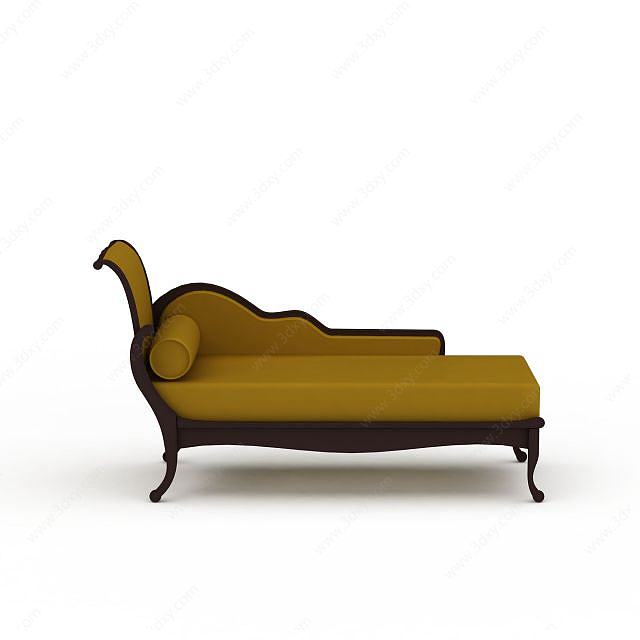 时尚姜黄色布艺沙发床3D模型