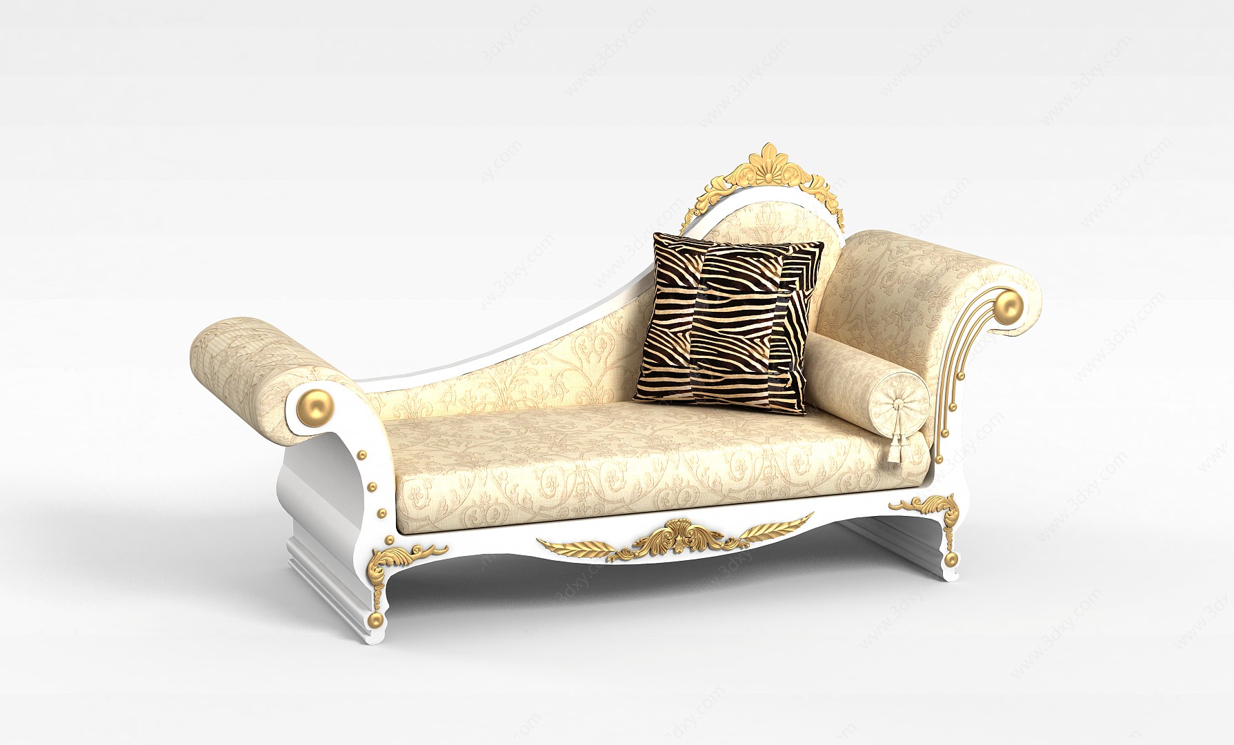 精美欧式印花布艺沙发床3D模型